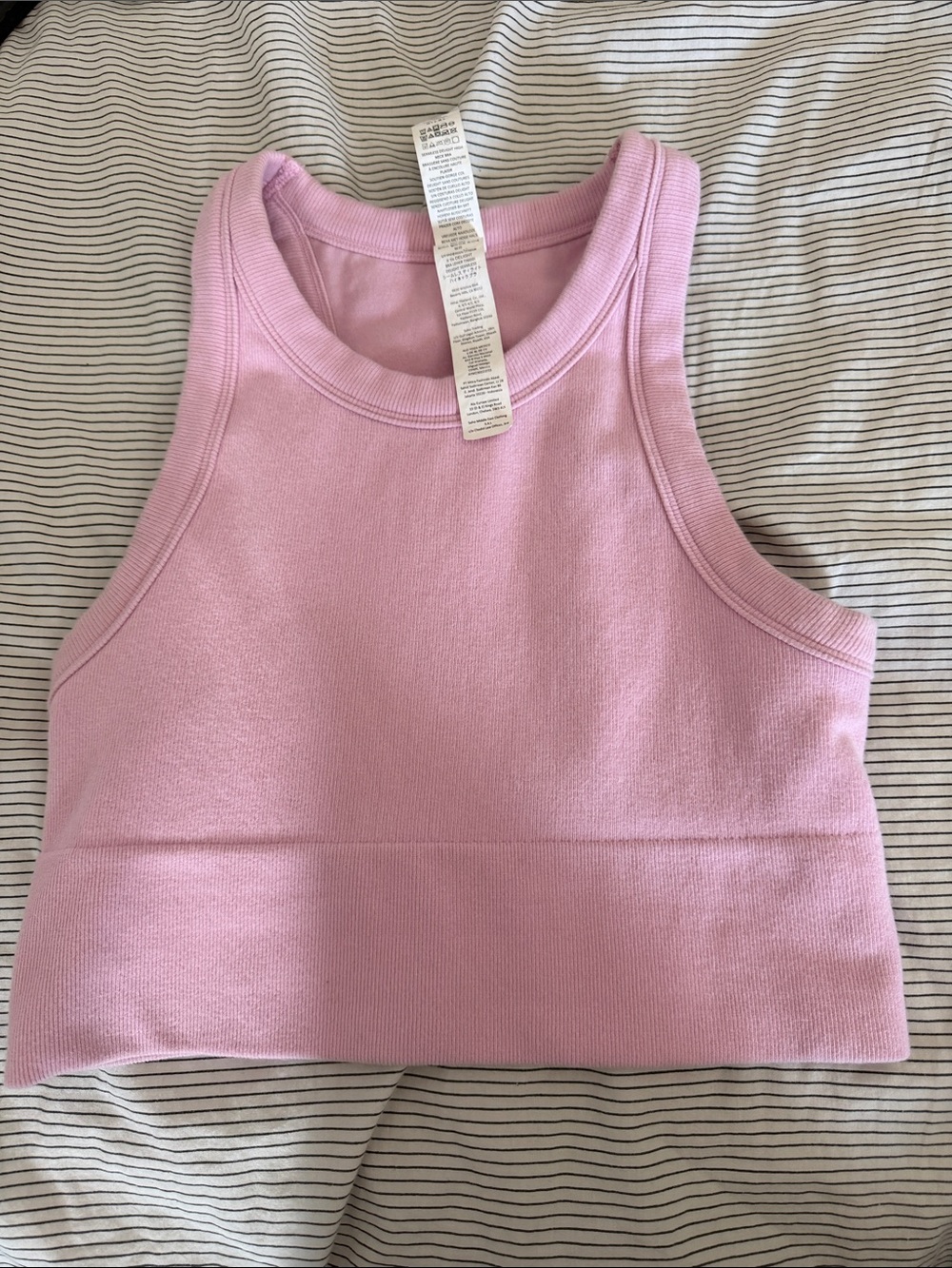 ALO Yoga Girls' Light Pink Ribbed Crop Tank